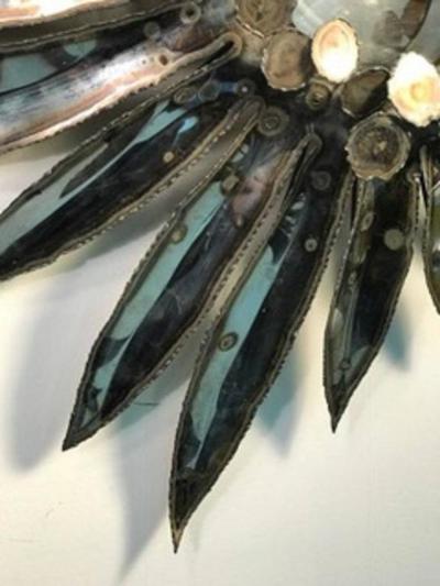 Curtis Jere Sensational Rain Drop Wall Mirror with Sunburst Design by Curtis Jere