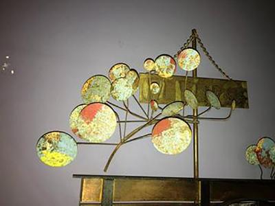 Curtis Jere Signed Curtis Jere Brutalist Flower Cart Wall Sculpture