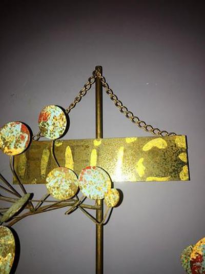 Curtis Jere Signed Curtis Jere Brutalist Flower Cart Wall Sculpture