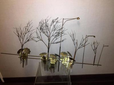 Curtis Jere Signed Curtis Jere Rainy Day in the Park Wall Sculpture