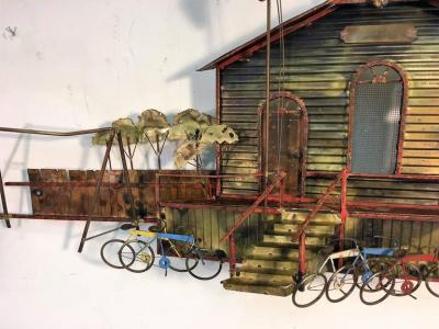 Curtis Jere Signed Curtis Jere School House Wall Sculpture