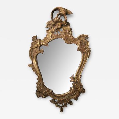 Curvaceous English George II Style Cartouche shaped Carved Giltwood Mirror