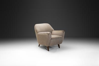 Curved Armchair in Taupe Upholstery Europe ca Mid 20th Century