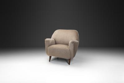 Curved Armchair in Taupe Upholstery Europe ca Mid 20th Century