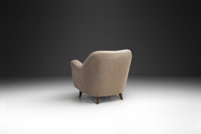Curved Armchair in Taupe Upholstery Europe ca Mid 20th Century