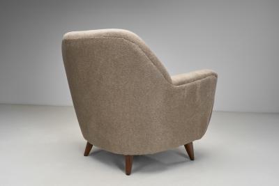 Curved Armchair in Taupe Upholstery Europe ca Mid 20th Century