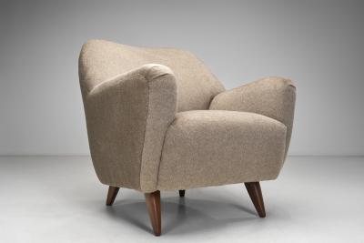 Curved Armchair in Taupe Upholstery Europe ca Mid 20th Century