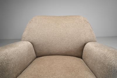 Curved Armchair in Taupe Upholstery Europe ca Mid 20th Century