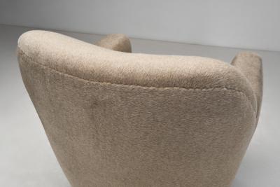 Curved Armchair in Taupe Upholstery Europe ca Mid 20th Century