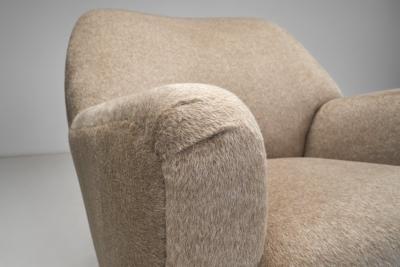 Curved Armchair in Taupe Upholstery Europe ca Mid 20th Century