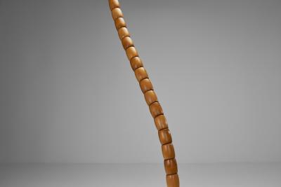 Curved Birch Floor Lamp with Flower Shade Europe ca 1930s