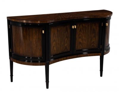 Curved Front Sideboard Cabinet in 2 Tone High Gloss Finish