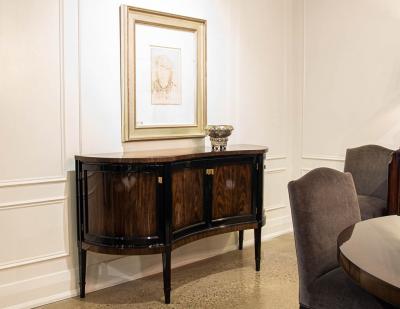 Curved Front Sideboard Cabinet in 2 Tone High Gloss Finish