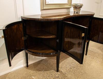 Curved Front Sideboard Cabinet in 2 Tone High Gloss Finish