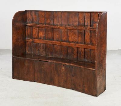 Curved High Back Elm Settle with Storage