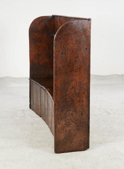 Curved High Back Elm Settle with Storage