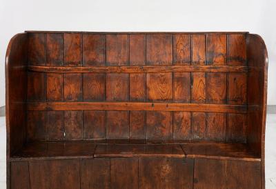 Curved High Back Elm Settle with Storage