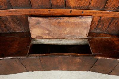 Curved High Back Elm Settle with Storage