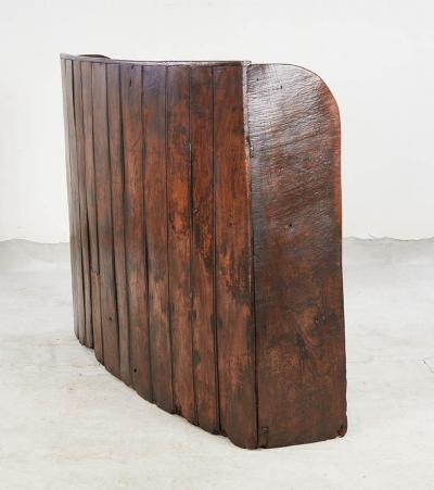 Curved High Back Elm Settle with Storage
