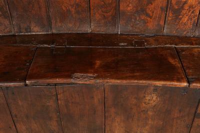 Curved High Back Elm Settle with Storage