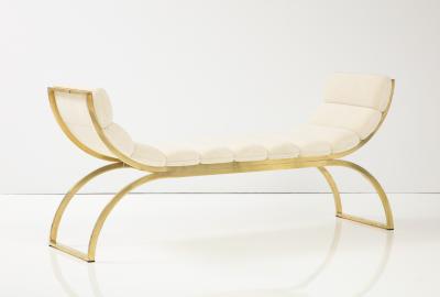 Curved Polished Brash U Shaped Bench with Ivory Boucle Italy 2023