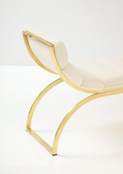 Curved Polished Brash U Shaped Bench with Ivory Boucle Italy 2023