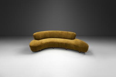 Curved Sofa in Earth Toned Upholstery United States 1980s