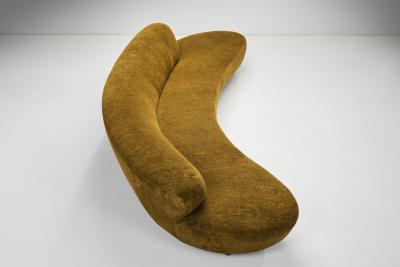 Curved Sofa in Earth Toned Upholstery United States 1980s