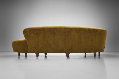 Curved Sofa in Earth Toned Upholstery United States 1980s