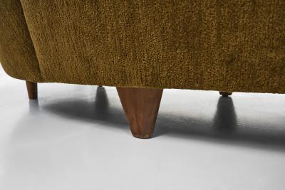 Curved Sofa in Earth Toned Upholstery United States 1980s