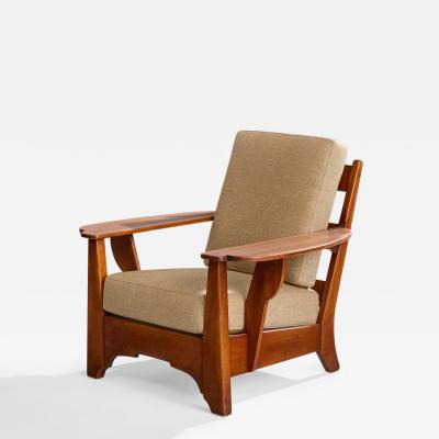 Cushman Furniture Lounge Chair with Wood and Fabric USA 1940s