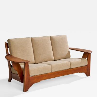 Cushman Furniture Sofa with Wood and Fabric USA 1940s