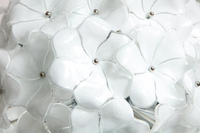 Custom 18 Round White Murano Lotus Flower Glass Chandelier