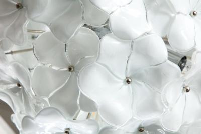 Custom 18 Round White Murano Lotus Flower Glass Chandelier