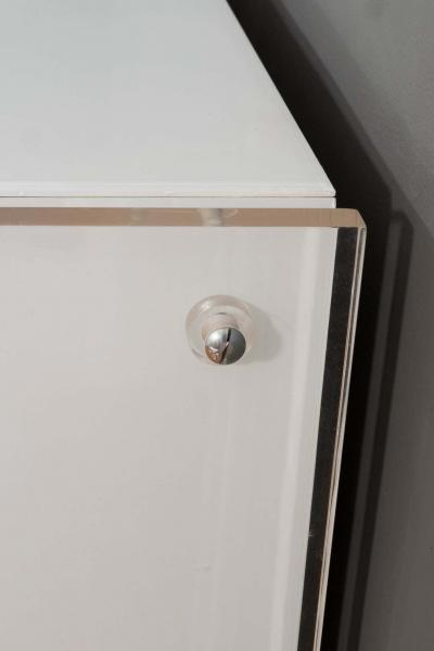 Custom 6 Drawer Reverse Painted Glass Dresser with Lucite Side Panels
