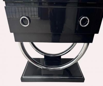Custom Adapted Vintage Art Deco Black Lacquer Bar