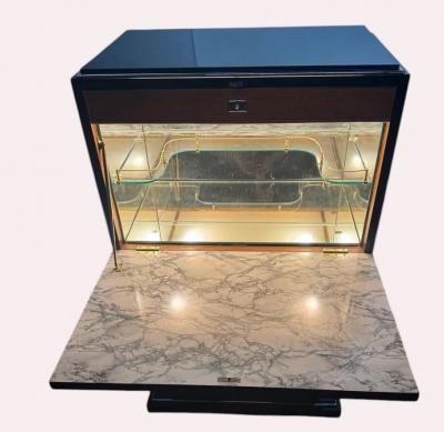 Custom Adapted Vintage Art Deco Black Lacquer Bar