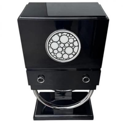 Custom Adapted Vintage Art Deco Black Lacquer Bar