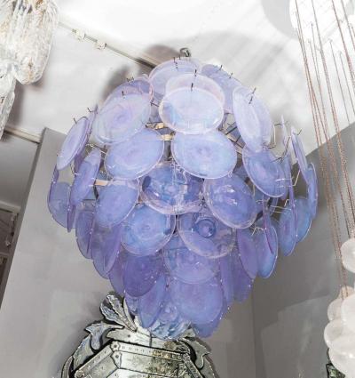 Custom Alex Iridescent Murano Glass Disc Chandelier in Double Cone Shape