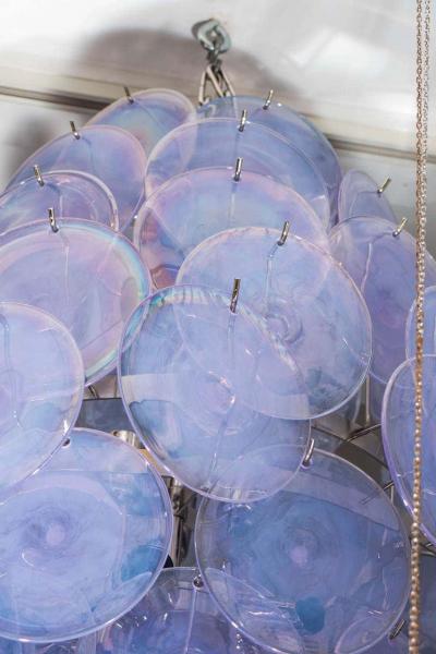 Custom Alex Iridescent Murano Glass Disc Chandelier in Double Cone Shape