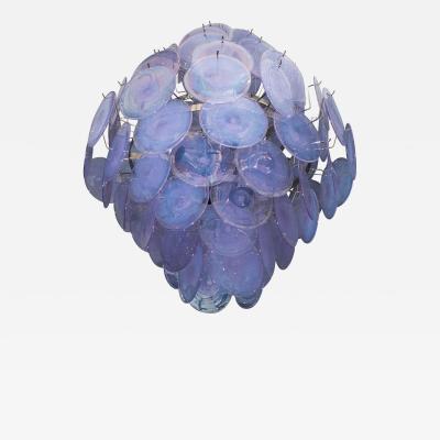 Custom Alex Iridescent Murano Glass Disc Chandelier in Double Cone Shape