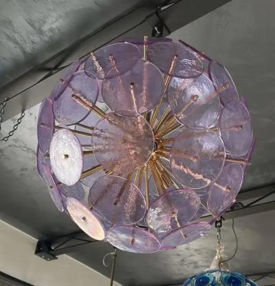 Custom Alex Iridescent Murano Glass Disc Sputnik Chandelier 28 Diameter