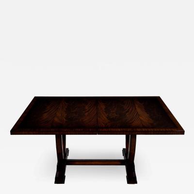 Custom Art Deco Inspired Flamed Mahogany Dining Table High Gloss