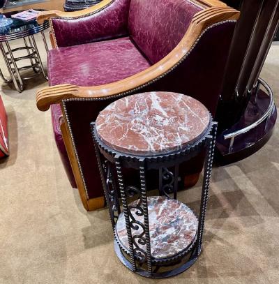 Custom Art Deco Iron Two Tiered Side Tables French Style