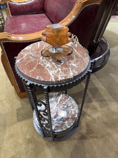 Custom Art Deco Iron Two Tiered Side Tables French Style