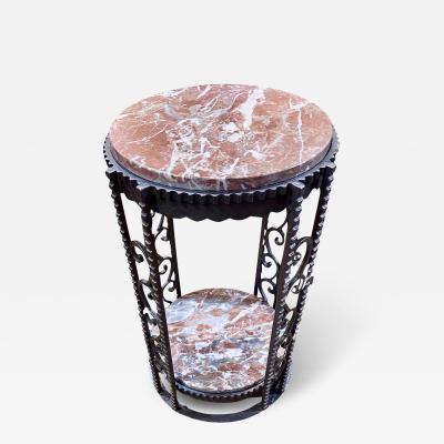 Custom Art Deco Iron Two Tiered Side Tables French Style