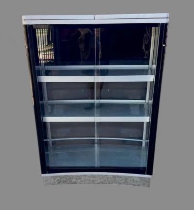 Custom Art Deco Yacht Bar in Black Lacquer and Chrome