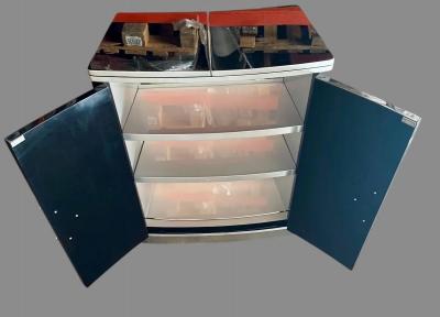 Custom Art Deco Yacht Bar in Black Lacquer and Chrome