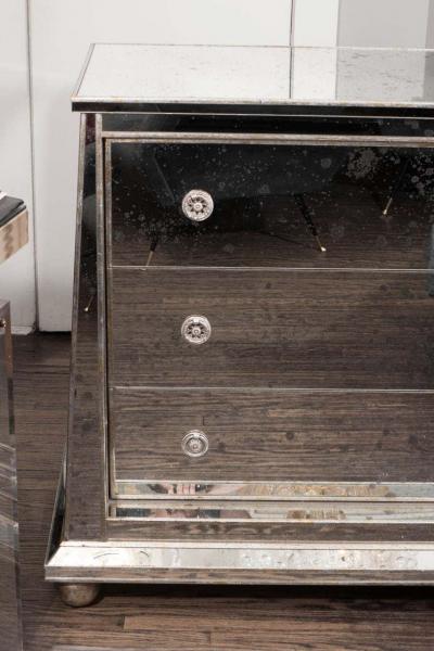 Custom Ball Foot Mirrored Commode with Silver Leaf Trim