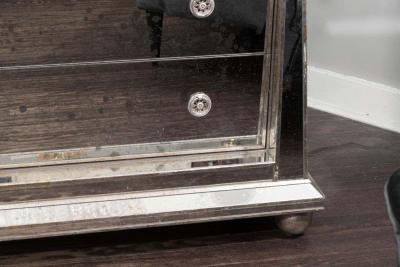Custom Ball Foot Mirrored Commode with Silver Leaf Trim